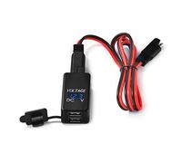 Riloer H847595 - Caricatore adattatore da moto SAE a USB, DC12V-24V Dual USB con coperchio impermeabile 5V/4.2A caricatore moto con voltmetro LED blu integrato