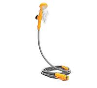 Riloer Kit doccia portatile da esterno, docce da campeggio portatili 12V con pompa dell'acqua, cavo da 5 metri con presa accendisigari, max 7 litri di acqua al minuto compatto