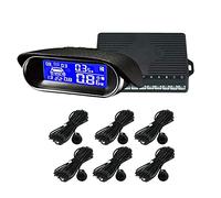 Riloer Kit sistema di rilevamento radar di parcheggio per retromarcia per auto, schermo LCD digitale + 6 sensori di backup per retrovisione + scatola di controllo digitale, con messaggio di allarme