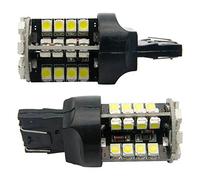 Riloer Lampadine LED 7443, 2 Pezzi Bianchi 3528 Chip 1210 44SMD 580 W21 / 5W T20 LED Canbus Nessun Errore per Indicatori di Direzione Freno Coda di Retromarcia Luci di Retromarcia (DC 12V)