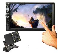 Riloer Lettore MP5 per auto stereo da 2 DIN nel cruscotto, schermo multi-touch 1080P da 7 pollici con Bluetooth/USB/FM/EQ/AUX e telecamera per la visione posteriore