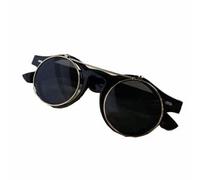 Riloer Occhiali Steampunk, montatura rotonda stile retrò, occhiali da sole a specchio per uomo e donna, occhiali da sole, 138 mm x 144 mm