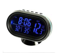 Riloer Orologio da auto multifunzione con display LCD Termometro Sveglia, 12-24 V