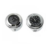 Riloer Orologio da manubrio per moto, orologio digitale da 2,5 cm, impermeabile, con termometro e indicatore di temperatura, nero