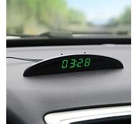 Riloer Orologio della temperatura dell'auto, termometro dell'orologio digitale del cruscotto automatico Tensione universale con display LCD per interni dell'auto, verde