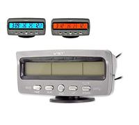 Riloer Orologio elettronico per auto, display digitale LCD 4 in 1 Termometro per interni ed esterni per auto, orologio, voltmetro
