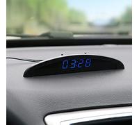 Riloer Orologio temperatura auto, Universal Auto Cruscotto Orologio Digitale Termometro Tensione con Display LCD per Interni Auto, Blu