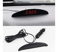 Riloer Orologio temperatura auto, Universal Auto Dashboard Orologio digitale Termometro Tensione con display LCD per interni auto, rosso
