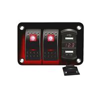 Riloer Pannello combinato con interruttore a 2 vie, 12 V / 24 V, per barca, auto, camper, camion, con presa Dual USB, interruttore a bilanciamento On/Off, con luci LED blu/rosso/verde