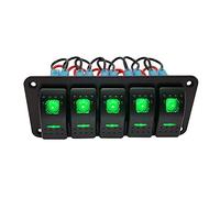 Riloer - Pannello di commutazione combinato 3/4/5/6/8 vie, 12 V / 24 V con adesivo per interruttore a levetta modificato e luce LED, universale per barca, auto, roulotte, camper