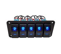 Riloer - Pannello interruttore combinato 3/4/5/6/8 gang, 12V / 24V, pannello interruttore a bilanciere modificato con adesivo e luce LED, universale per barche, auto, camper, roulotte, caravan