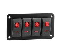 Riloer - Pannello interruttore combinato 3/4/5/6/8 gang, 12V / 24V, pannello interruttore a bilanciere modificato con adesivo e luce LED, universale per barche, auto, camper, roulotte, caravan
