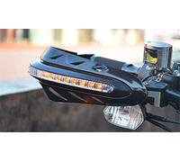 Riloer Paramani Moto, Paramani Moto Antivento con Luce LED, Colore Nero, Luce Giallo (una Coppia)