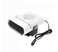 Riloer Sbrinatore per Riscaldatore per Auto, 12V 150W Sbrinatore per Parabrezza 2 in 1 per Auto, Accendisigari Portatile Ventola per Auto Regolabile a 360 ° Ventola di Riscaldamento, Bianco