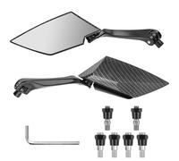 Riloer Set di 2 Specchietti moto universali, Specchietti scooter, Coppia specchietti laterali per moto in fibra di carbonio nero da 8 / 10mm