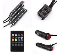 Riloer Strisce luminose a LED, 4 IN 1 Luci di striscia RGB per atmosfera interna auto, lampade decorative multicolore con telecomando