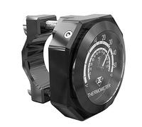 Riloer termometro manubrio, indicatore di temperatura in lega luminoso impermeabile, termometro per moto in lega compatibile con Yamaha Kawasaki, nero