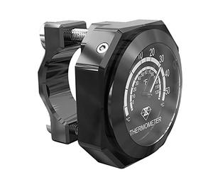 Riloer termometro manubrio, indicatore di temperatura in lega luminoso impermeabile, termometro per moto in lega compatibile con Yamaha Kawasaki, nero