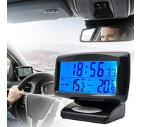 Riloer Termometro per orologio da auto, orologio digitale 2 IN 1 e Themp con display a LED per auto da interno e da esterno