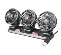 Riloer Ventilatore dell'aria di raffreddamento portatile per auto, Circolatore d'aria di raffreddamento elettrico a tre teste per camion, furgone, SUV, camper, barca, rotante a 360°