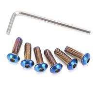 Riloer Viti per volante in titanio M5 × 0,8, testa piatta in acciaio inox con chiave inglese