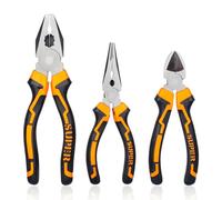 Riloventa 3 Pezzi Pinza Elettricista, Pinze a Becco Lungo con Maniglia Ergonomico, Taglio Diagonale Universale Kit per Riparazioni Domestiche
