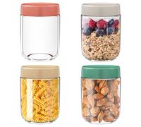 Riloventa 4 Pezzi 50ml Barattoli Vetro Con Coperchio a Vite, Vasetti per Conserve, Barattolo Di Contenitori, Vaso Overnight Oats, Vasetto, Vasi di Marmellata, per Yogurt, Cereali, Porridge