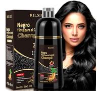 RILSIC 500 ml Black Hair Dye Shampoo 3 in 1, Shampoo Colorante Istantaneo per Copertura Capelli Bianchi, Naturale, Copre il 100% dei Capelli Bianchi per Donna Uomo (Nero)