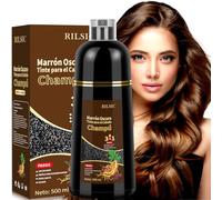 RILSIC Hair Dye Shampoo 3 in 1, Shampoo Colorante Capelli Bianchi per Donna Uomo, Tintura Capelli Istantaneo per Copertura Capelli Bianchi, Naturale, Copre il 100% dei Capelli Bianchi (Castano Scuro)