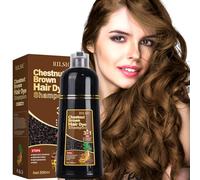 RILSIC Shampoo Capelli Neri per Capelli Grigi, 500 ml Hair Dye 3 in 1, Colore Naturale, Shampoo Colorante Bianchi Istantaneo, Colorante Tintura per Uomini Donne (Castano)