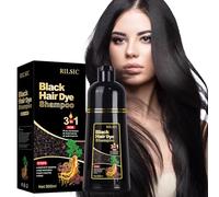 RILSIC Shampoo Capelli Nero per Capelli Grigi, 500 ml Black Hair Dye 3 in 1