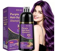 RILSIC Shampoo Capelli Viola per Capelli Grigi, 500ml Shampoo Hair Dye 3in1