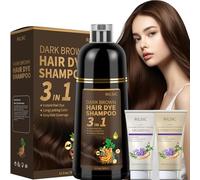 RILSIC Shampoo Colorante, 500ml Hair Dye Shampoo 3 in 1 & 50ml Shampoos & 50ml Balsamo, Colorante Tinta Capelli Istantaneo, Naturale Hair Color per Donna Uomo (Castano Scuro, 600ML)