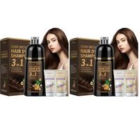 RILSIC Shampoo Colorante, 500ml Hair Dye Shampoo 3 in 1 & 50ml Shampoos & 50ml Balsamo, Colorante Tinta Capelli Istantaneo, Naturale Hair Color per Donna Uomo (Castano Scuro, 600ML) (Confezione da 2)