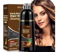 RILSIC Shampoo Colorante Castano Scuro Donna Uomo, 500ML Shampoo Colorante Bianchi, Hair Dye 3 in 1, Tintura per Capelli Bianchi Istantaneo, Colore e Duratura, Tinta Capelli per Uomini Donne