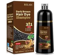 RILSIC Shampoo Colorante Donna Uomo, 500ML Shampoo Colorante Bianc Marrone Scuro