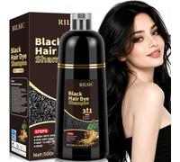 RILSIC Shampoo Colorante Nero Donna Uomo, 500ML Shampoo Colorante Bianchi