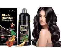 RILSIC Shampoo Colorante Nero Donna Uomo, 500ML Shampoo Colorante Capelli Bianchi, Black Hair Dye 3 in 1, Tintura per Capelli Bianchi Istantaneo, Colore e Duratura, Tinta Capelli per Uomini Donne