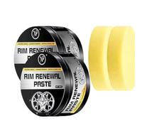 Rim Renewal Paste Wheel Care Kit for Light Scratch Marks, Curb Rash Surface Care, Alloy Rim Polish with Sponge for Car Detailing and Maintenance (2oc)