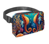 Rimani a mani libere e alla moda con il nostro marsupio da viaggio, la borsa a tracolla essenziale per corsa, passeggiate, escursionismo e ciclismo., Simpatico cavalluccio marino, Multicolore#06,