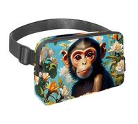 Rimani a mani libere e alla moda con il nostro marsupio da viaggio, la borsa a tracolla essenziale per corsa, passeggiate, escursioni e ciclismo., Scimmia e fiore carini, Multicolore#06,