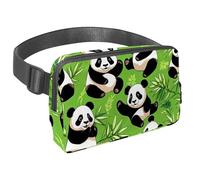 Rimani a mani libere e alla moda con il nostro marsupio da viaggio per uomini e donne, una borsa a tracolla per corsa, passeggiate, escursionismo e ciclismo, simpatico panda su verde, Multicolore#02,