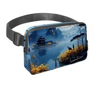 Rimani a mani libere e alla moda con il nostro marsupio da viaggio per uomini e donne, una borsa a tracolla per corsa, passeggiate, escursionismo e ciclismo, vista lago notturna, Multicolore#03,