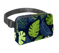 Rimani a mani libere e alla moda con il nostro marsupio da viaggio per uomini e donne, una borsa a tracolla per corsa, passeggiate, escursionismo e ciclismo, motivo foglie tropicali, Multicolore#01,