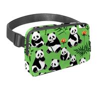 Rimani a mani libere e alla moda con il nostro marsupio da viaggio per uomini e donne, una borsa a tracolla per corsa, passeggiate, escursionismo e ciclismo, simpatico panda su verde, Multicolore#04,