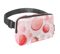 Rimani a mani libere e alla moda con il nostro marsupio da viaggio per uomini e donne, una borsa a tracolla per corsa, passeggiate, escursionismo e ciclismo, motivo frutta rosa, Multicolore#01,