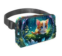 Rimani a mani libere e alla moda con il nostro marsupio da viaggio per uomini e donne, una borsa a tracolla per corsa, passeggiate, escursionismo e ciclismo, palla di cristallo gatto, Multicolore#07,