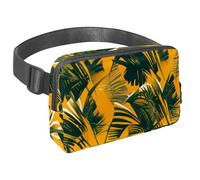 Rimani a mani libere e alla moda con il nostro marsupio da viaggio per uomini e donne, una borsa a tracolla per corsa, passeggiate, escursionismo e ciclismo, motivo foglie tropicali, Multicolore#03,