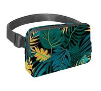 Rimani a mani libere e alla moda con il nostro marsupio da viaggio per uomini e donne, una borsa a tracolla per corsa, passeggiate, escursionismo e ciclismo, motivo foglie tropicali, Multicolore#02,