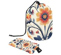 Rimani affascinante ovunque con questa borsa cosmetica pieghevole a barile, ideale per viaggi e uso domestico. Fiori colorati, Multicolore, 9.9x6.9in/25.2x17.6cm;6x3.5in/15.2x8.8cm